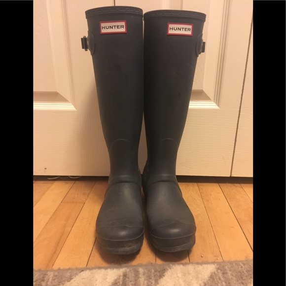 Hunter Shoes - Original tall Hunter rain boots (navy matte)
